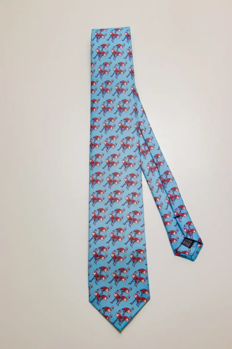 corbata-flamenco-turquesa-rojo-gris