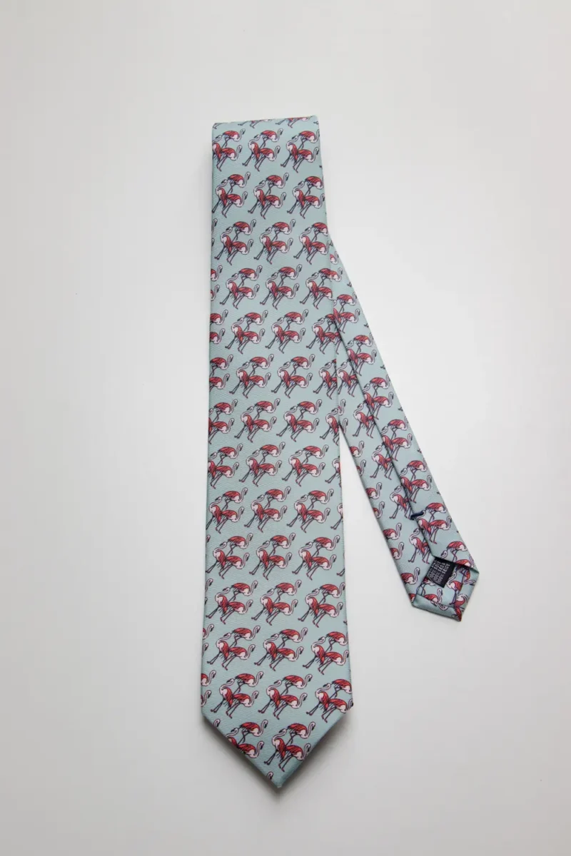 corbata-flamenco-verde-grisaceo-rojo-rosa.