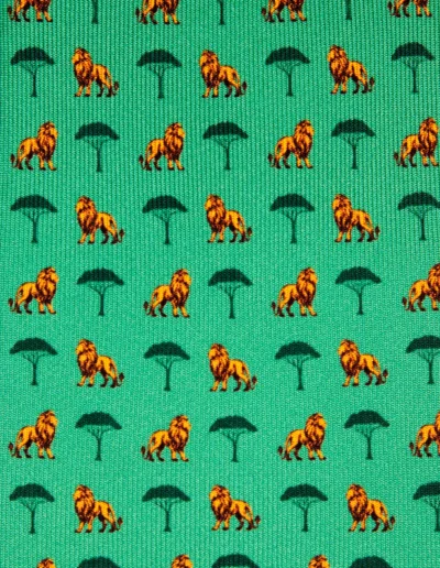corbata-leones-verde-hierba-tejido