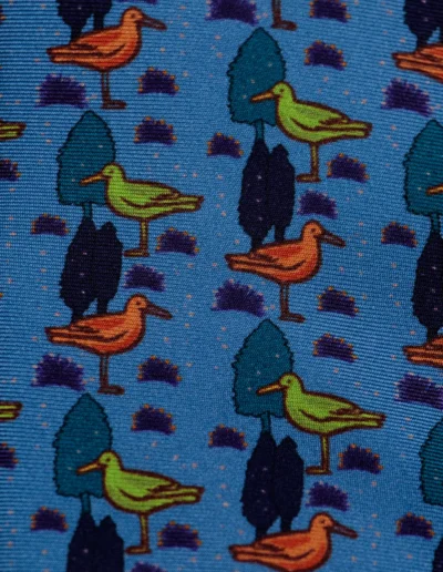 Corbata-gaviotas-pequeñas-azul-pequeña-tejido