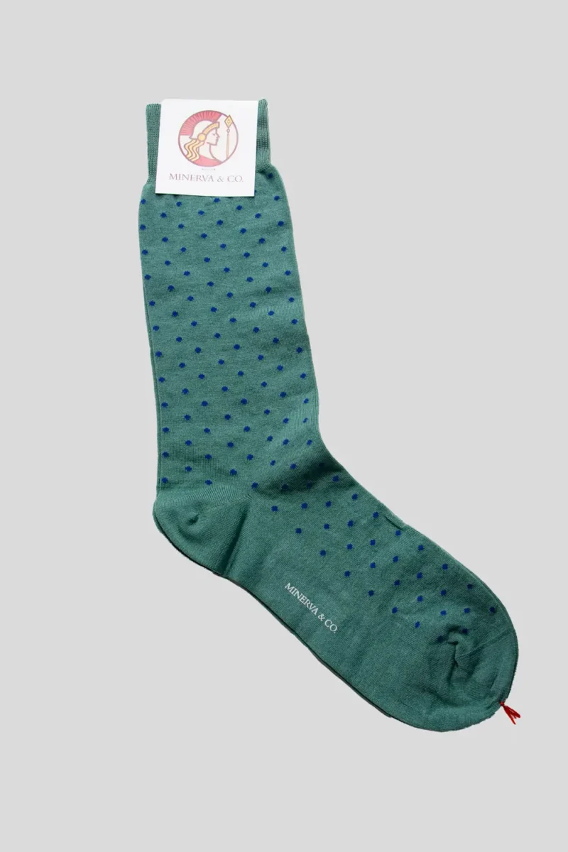 Calcetín-media-caña-verde-jade-lunar-azul