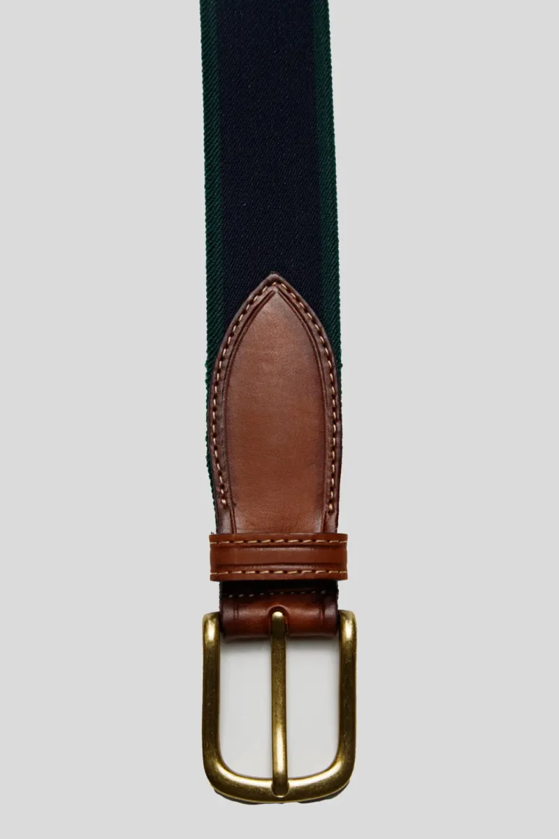 cinturón-piel-vacuno-elástico-azul-marino-línea-verde