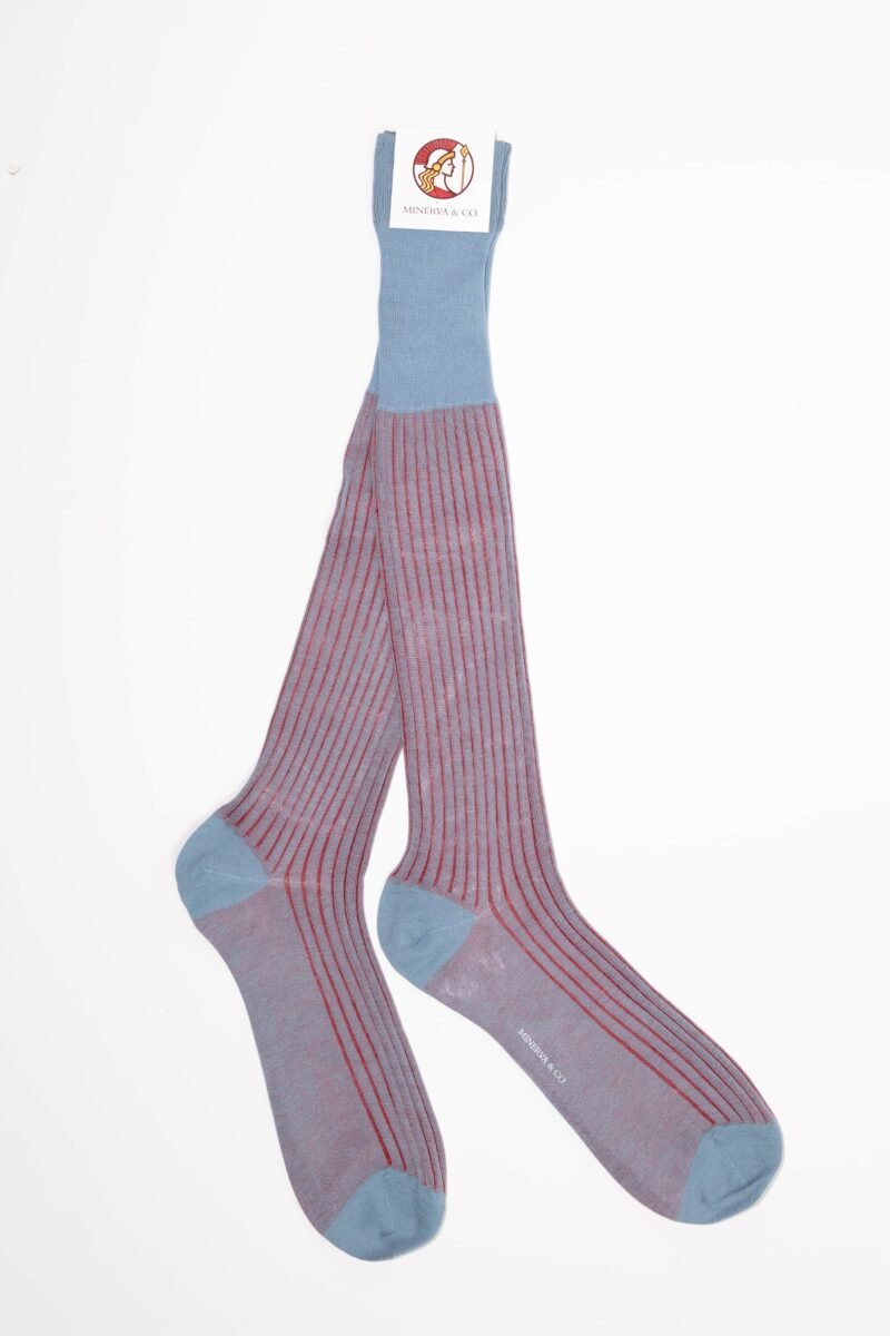 calcetines-largos-celeste-rojo-algodón-egipcio-hilo-escocia