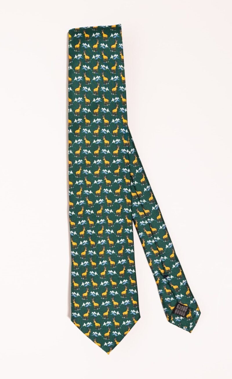 Corbata-seda-twill-cabra-montesa-verde-oscuro