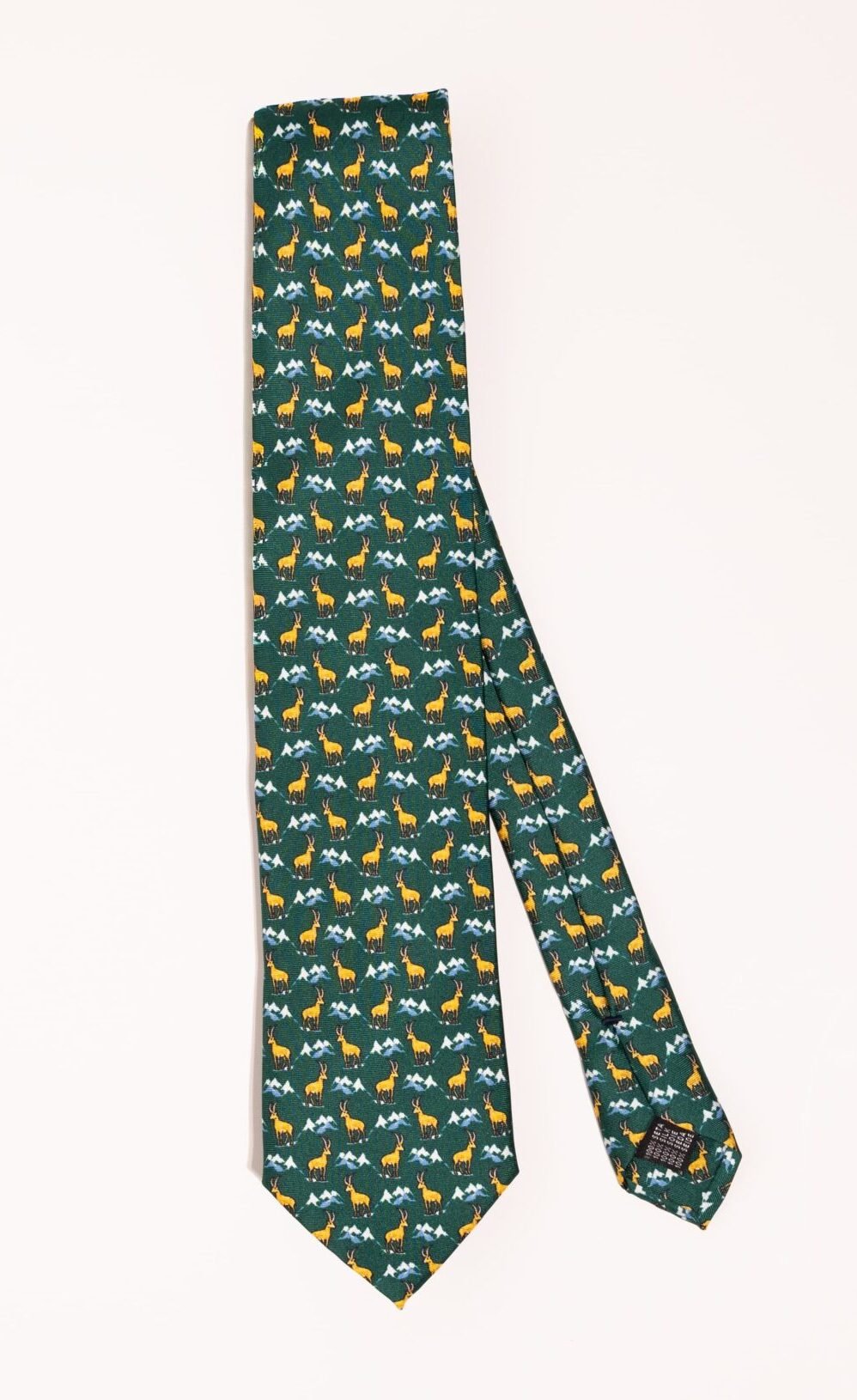 Corbata-seda-twill-cabra-montesa-verde-oscuro