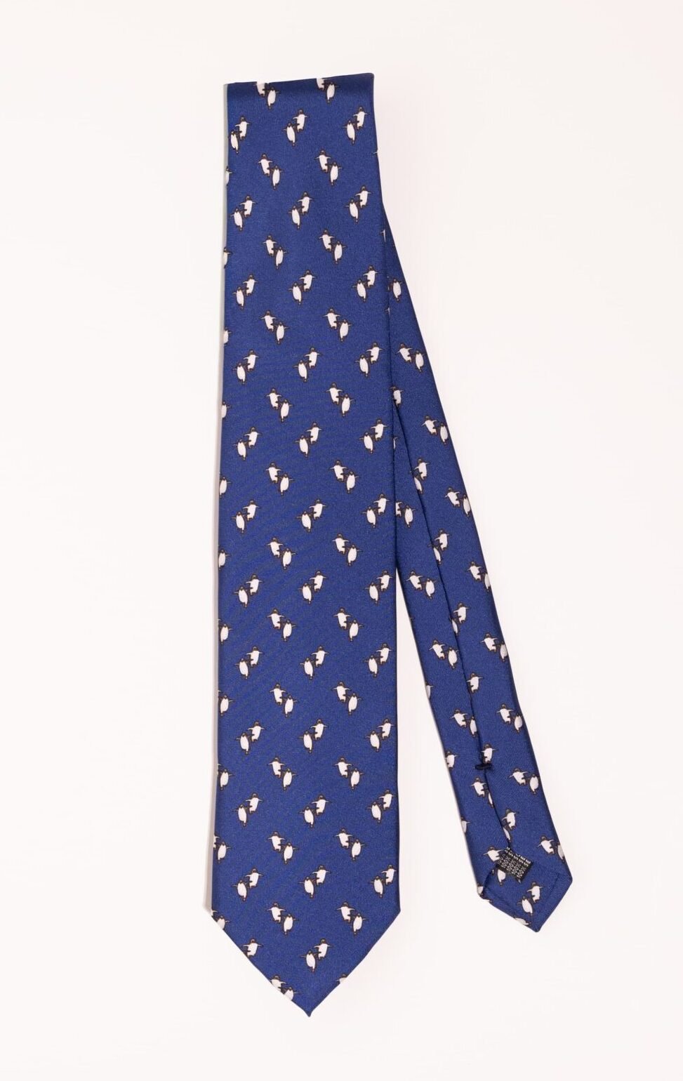 Corbata-seda-twill-pingüino-azul-marino